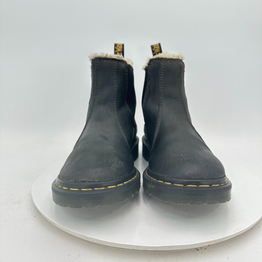 Dr. Martens Leonore Women Size 8 Black Leather Faux Fur Lined Chelsea Boot - Picture 2 of 11